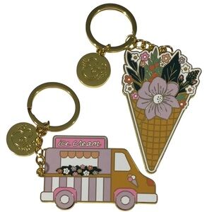 Archer & Olive Keychains Ice Cream Truck Floral Waffle Cone Pink
